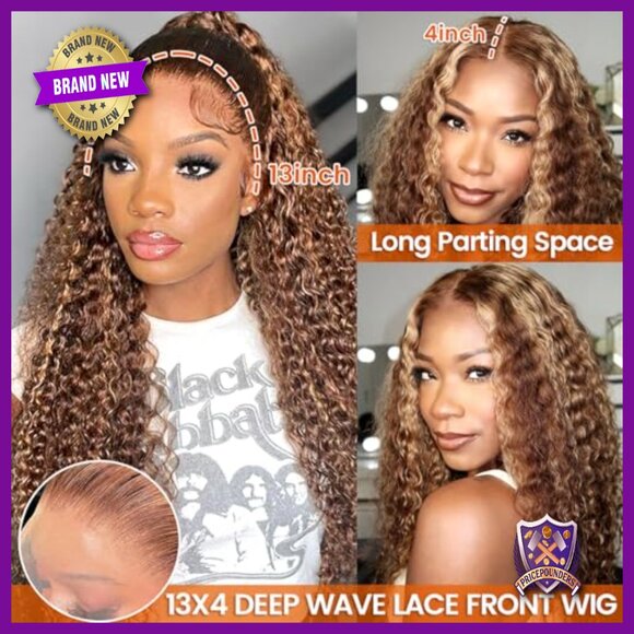 26 Inch 13x4 Lace Front Wig Human Hair Deep Wave 180 Density Glueless